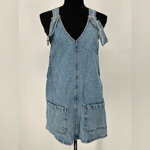 PULL & BEAR DENIM COVERALLS MINI DRESS‎